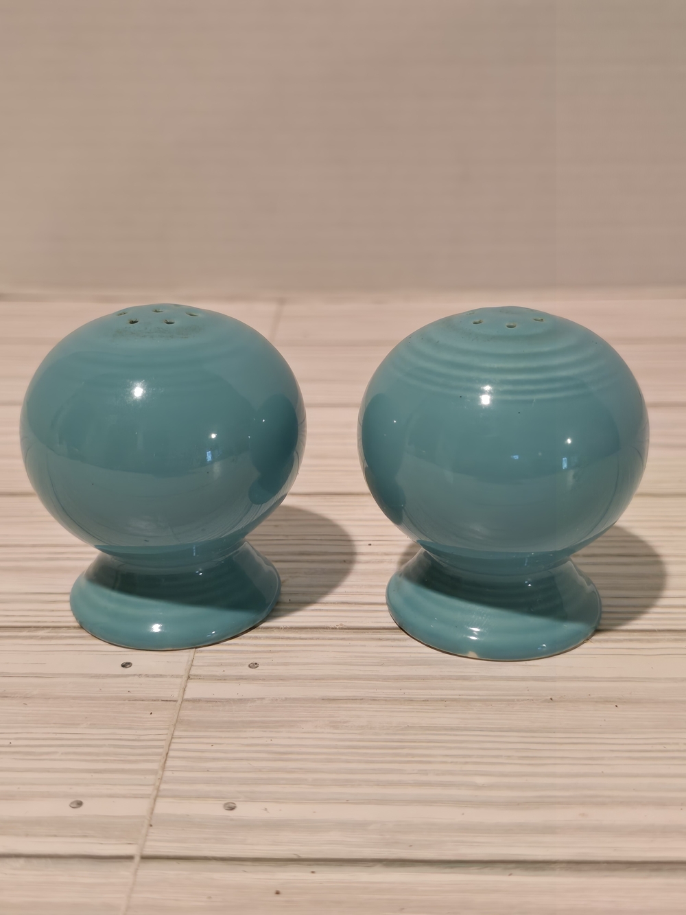 Fiestaware Turquoise Ceramic Door Knob Salt and Pepper Shakers